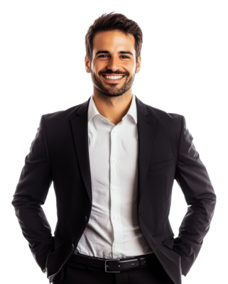 young professional man smiling in formal attire cut out stock png